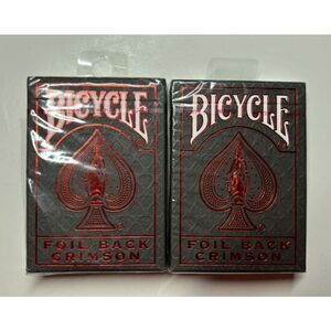 Bicycle Foil Back Crimson Metalluxe Playing Card Deck Lot of 2